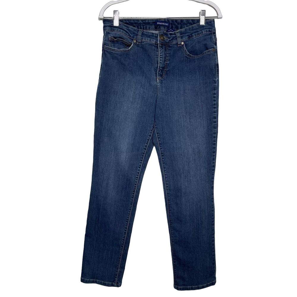 Bandolino Mandie Jeans Straight Leg High Rise Medium Wash Ankle Length Blue 10